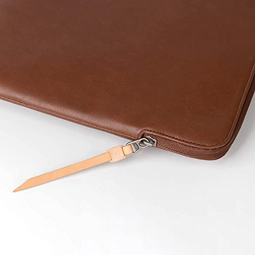 Image of CONTACTS Faux Leather Laptop Sleeve Compatible with 16 Inch MacBook Pro 2019-2020- Zero Movement + Water-Resistant + No Scratches by Zipper - Tan-New