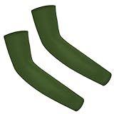Anevous 1 Paar Armlinge Kinder,Unisex Arm Sleeve,Sommer Armstulpen,Anti UV Armschoner,Sonnenschutz Ärmel,Kompressions Armstulpe für Volleyball,Fußball,Mädchen,Jungen,Armeegrün,M(8-10 Jahre