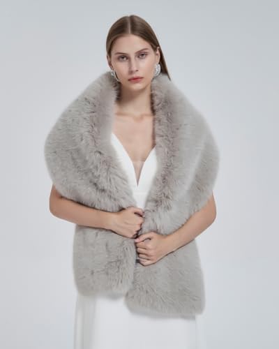 Women Faux Fur Wrap Shawl Winter Warm Fur Scarf Collar Wedding Evening Party Cape3
