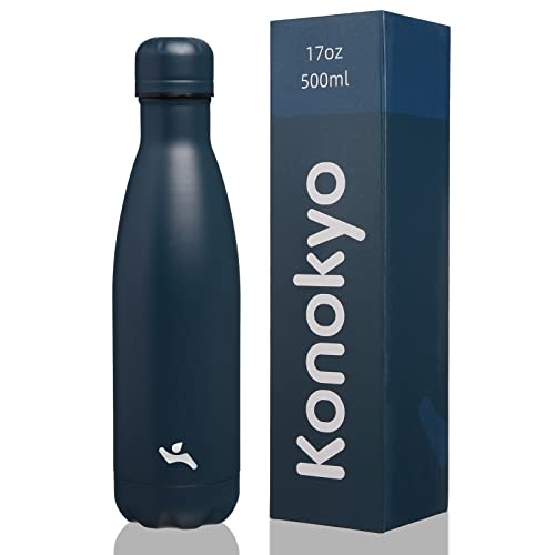 Image of Konokyo Insulated Water Bottles,17 oz Double Wall Stainless Steel Vacumm Metal Flask for Sports Travel,Navy Blue