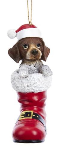 Kurt Adler D3449GP German Short Hair Pointer in Santa Boot Ornament, 4.25-inches Tall