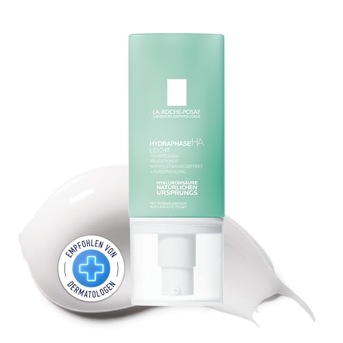 La Roche Posay leichte Gesichtscreme für empfindliche, trockene Haut, 72 Stunden Feuchtigkeit, Mit biofermentierter Hyaluronsäure und Thermalwasser, Ohne Alkohol, Hydraphase HA leicht, 50 ml