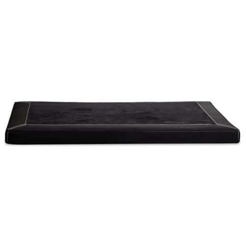tierlando® Orthopädische Hundematratze Carlos VIP Ortho-Medic Hundematte aus Kunstleder und Velours mit Visco Memory Foam, Größe: 80x60cm | Farbe: 03 Schwarz