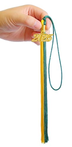 Image of 2025 Tassel Graduation,Green and Gold Tassel for Graduation Cap 2025