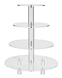 Jusalpha 4 Tier Round Acrylic Cupcake Stand-cake stand-dessert stand, cupcake Tower (4 Tier With Base)