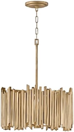 Hinkley Roca Large Drum Chandelier, from the Lisa McDennon Collection, Handmade, Hand-Painted Jagged Square Rods, Adjustable Height, in Burnished Gold