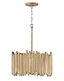 Hinkley Roca Large Drum Chandelier, from the Lisa McDennon Collection, Handmade, Hand-Painted Jagged Square Rods, Adjustable Height, in Burnished Gold