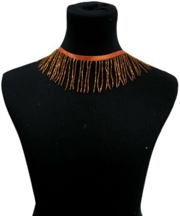 3" Glass Bugle Bead Fringe Trim Sold by The Yard Rust Fabric