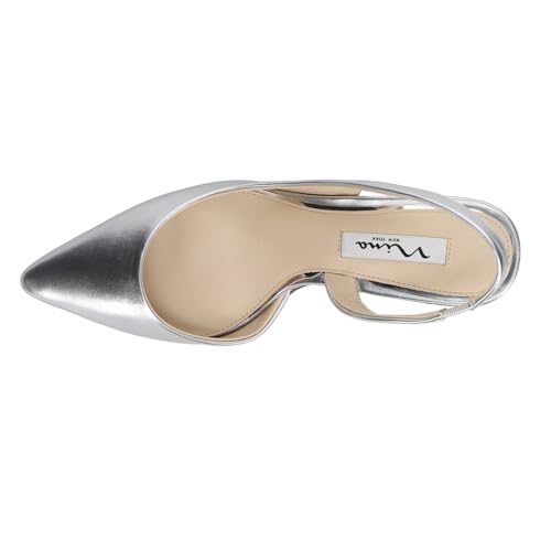 NINA Womens Nina60 Metallic Pointed Toe Slingback Pumps Dress Casual Mid Heel 2-3" - Silver4