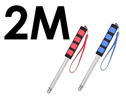 Teleskop Fahnenstange 2 Stücke Handheld Fahnenstange Edelstahl Tour Guide Fahnenstange (2m & 2m)