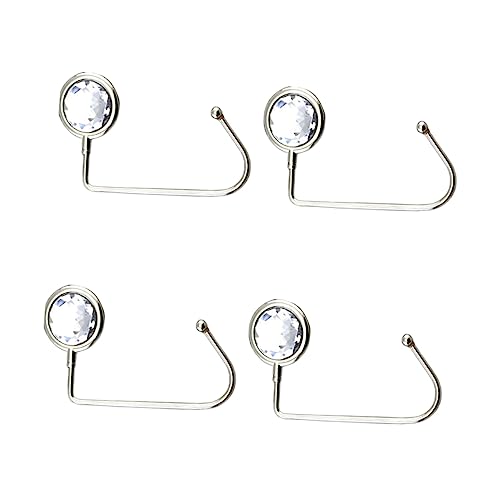 PACKOVE 4pcs Diamond Long Handbag Hooks Zinc Alloy Bag Table Hooks Non-Slip Pouch Holders for Women's Bags