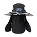 Lycpajk Outdoor Solar Fan Hat Fishing Hat Breathable Cooling Fan Hat with Face Neck Cover, Black