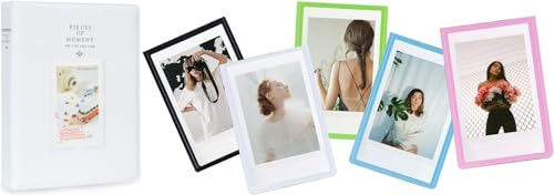 Image of Zenko 128 Pockets Mini Photo Album compatible with Fujifilm Instax Mini 12 Mini 11 Mini 9 Mini 8 Mini 90 Mini 25, Polaroid Snap PIC-300, Kodak Mini 3-Inch Film (White) & Magnetic Photo Frames
