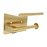 Cabilock Goldfarbener Klopapierhalter aus Edelstahl mit Wandmontiertem Bohrlosem Design und Oberer Ablage zur Aufbewahrung von Toilettenartikeln und Duftspendern