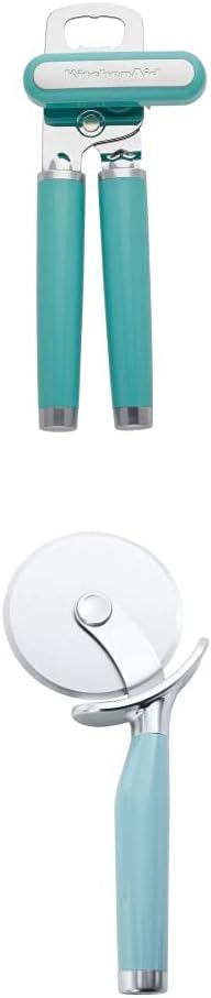 KitchenAid Classic Multifunction Can Opener/Bottle Opener, 8.34-Inch, Aqua SkyandKitchenAid Classic Pizza Wheel, 9-Inch, Aqua Sky