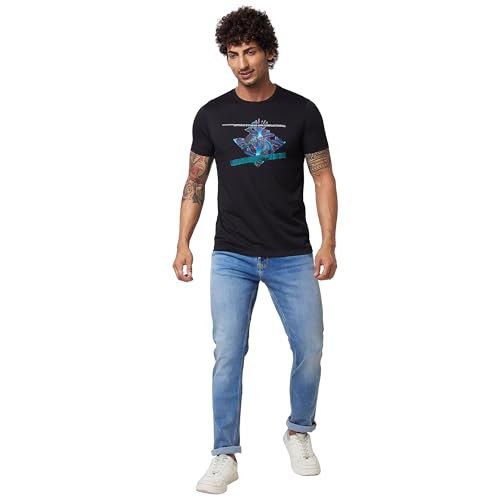 Image of Spykar Men's Slim Fit Round Neck Half Sleeve Solid Casual T-Shirt