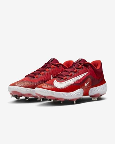 Nike Nike Men's Alpha Huarache Elite 4 Baseball Metal Baseball Cleats Shoes DJ6521, Red/White 2.51 M US