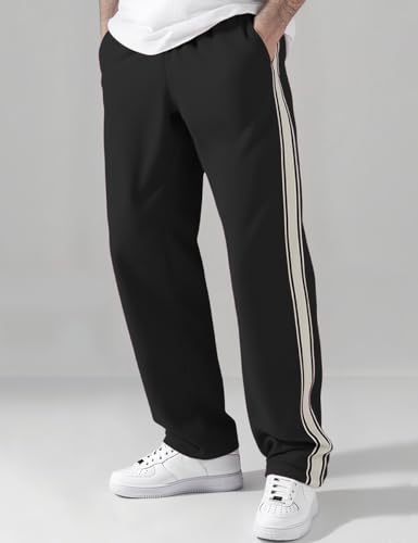 Mens Casual Sweatpants Lightweight Pants Drawstring Waist Workout Striped2