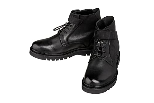 Image of CALTO Men's Invisible Height Increasing Elevator Shoes - Black Leather Lace-up Work-Style Casual Boots - 3.2 Inches Taller - K83114 - Size 6 D(M) US