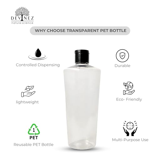 Image of Devinez Multipurpose Empty Transparent Pet Bottle Pastic with Flip-Top Cap, 250 ml - (Pack of 6), for Beauty, Essential Oils, Skin Care, Travel, Toners, Cleaning, Sanitizers, Cosmetic & DIY
