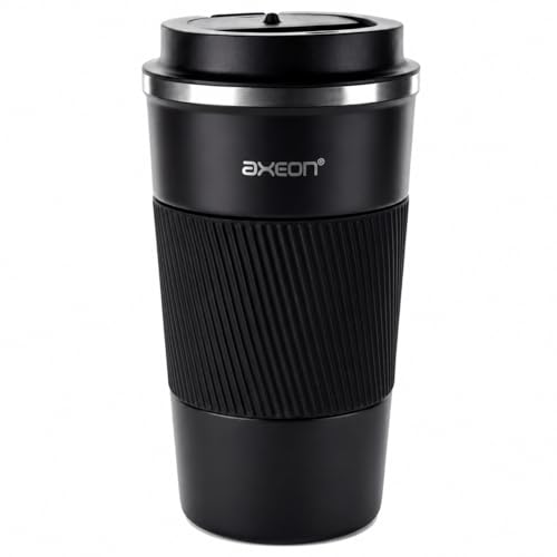 Image of AXEON Stainless Steel Travel Coffee Mug - 510ml | Leakproof Tumbler with Flip-Top Lid | Portable Coffee Cup with Non-Slip Grip & Anti-Skid Base | Travel Mug for Office, Car, Meditation & Home