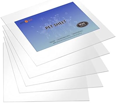 HTVRONT Plexiglass Sheets Acrylic Sheets - 8x10 x 0.04" PET Plastic Sheet, Clear Acrylic Sheet Glass Alternative, Plexi Glass for Crafting, Replacement Picture Frame, Event Signs (5 Pack)