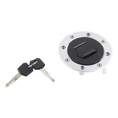Image of Motorcycle Gas Tank Cap with 2 Keys, Anti-Theft Fuel Cap Cover Fits SV1000 SV650, Z1000 Z750 Z600, CBR1000RR CBR600RR CBR650F, FZ1 FZ6 FZ8 (Silver)