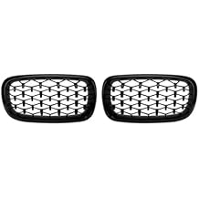 Glossy Black Double Line Style Front Kidney Grills Compatible For BMW X5 F15 X6 F16 2014-2019 X5M F85 X6M F86 Diamonds Style GrillesDiamond-Glossy Black