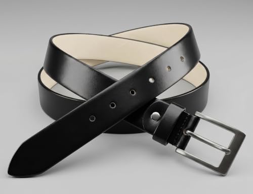 Image of Genuine Leather Belt for Men - Premium Formal & Casual Belt with Metal Buckle - Durable Adjustable Waist Belt for Jeans, Trousers & Office Wear