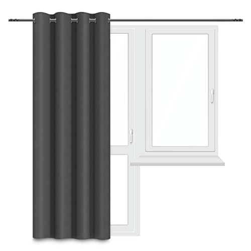 VIPRO GROUP Gardinen Vorhänge mit Ösen - 1er Pack - Verdunklungsvorhänge Half-Light - Wohnzimmer, Schlafzimmer, Kinderzimmer (dunkelgrau, 140x230 cm) Cover