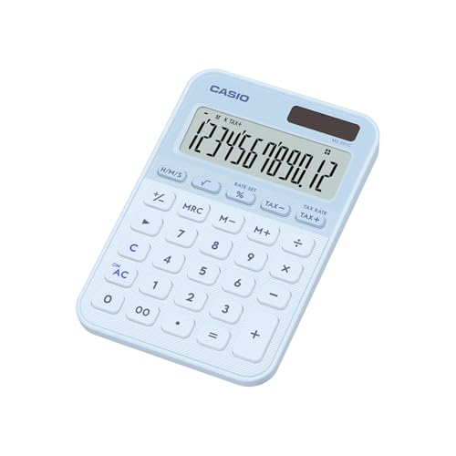 Image of Casio MS-20YC Stylish and Colourful 12-Digit Mini Desktop Tax Calculator, Light Blue