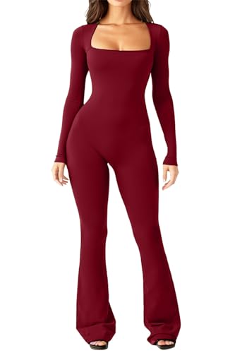 DONYKARRY Mono Para Mujer De Deportivo Manga Larga Mono De Yoga Jumpsuit Elásticos De Una Pieza Monos