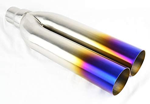 Burn Brushed Steel Blast Pipes Exhaust Universal Muffler 2.5" 3" Inlet Outlet