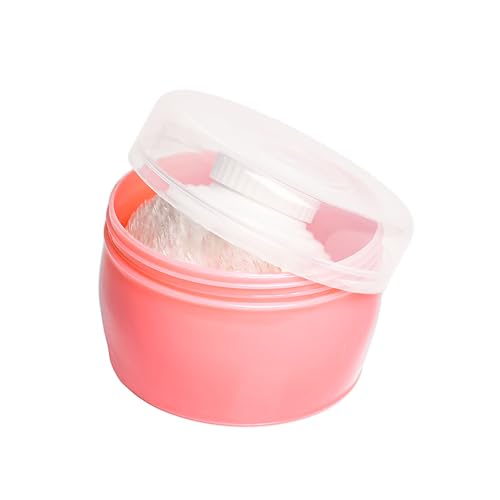 Image of THE LITTLE LOOKERS Portable Baby Skin Care Baby Powder Puff with Box Holder Container for New Born Baby Face and Body (Pink)