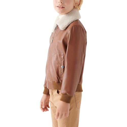 Trifoliate Boys A2 Casual Lightweight Sheepskin Bomber Leather Jacket Kids3