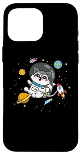 Cute Funny Kawaii Cartoon Kids Astronaut Space Raccoon Lover �X�}�z�P�[�X iPhone 16 Pro Max �p