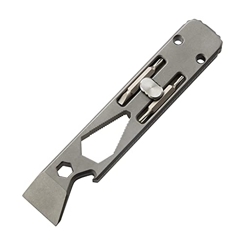 TACRAY Titanium Pry Bar with Multitools of Bottle Opener, Screw Drivers and Spanners, Clip Pry Bar for EDC