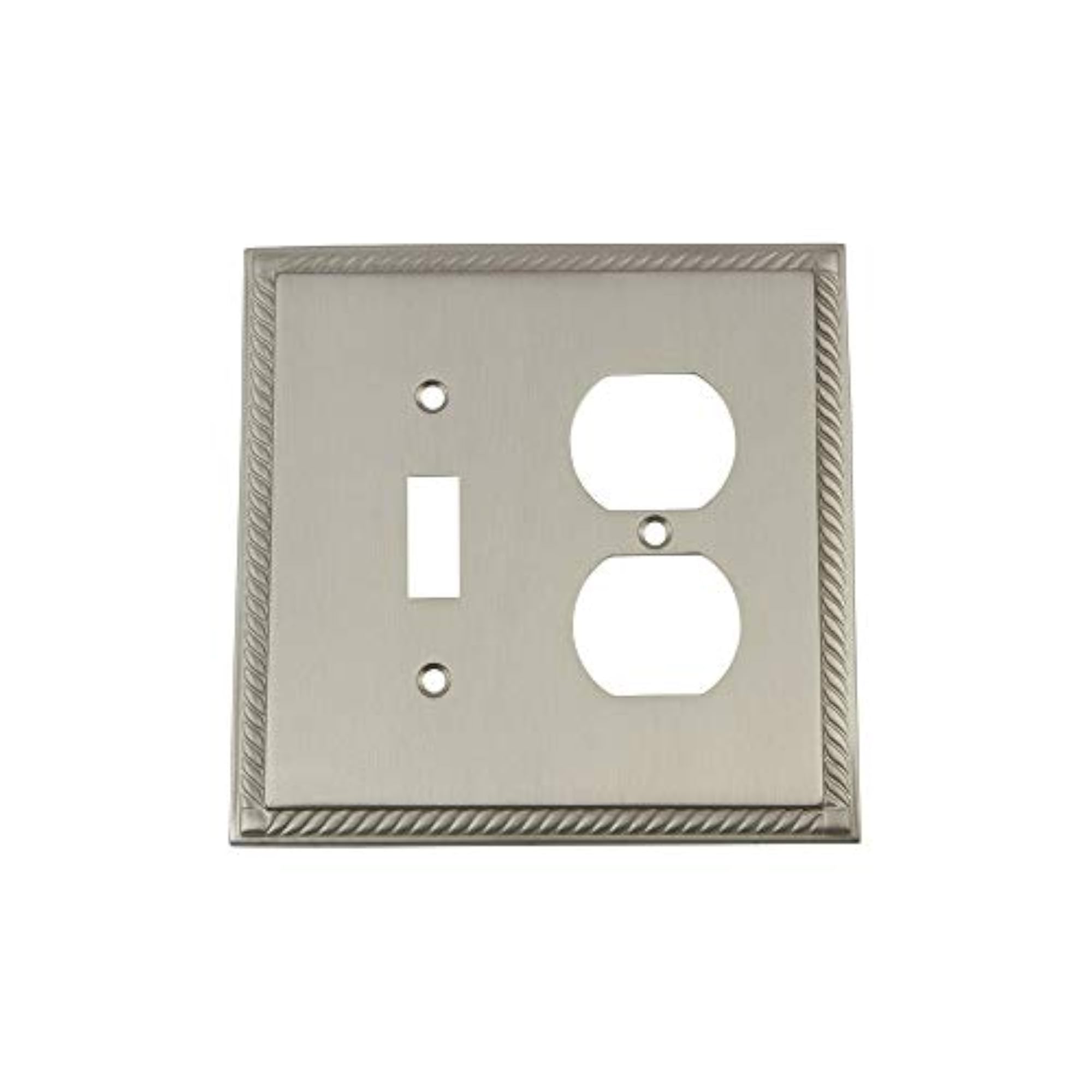 Warehouse 720043 Rope Switch Plate with Toggle and Outlet, Satin Nickel