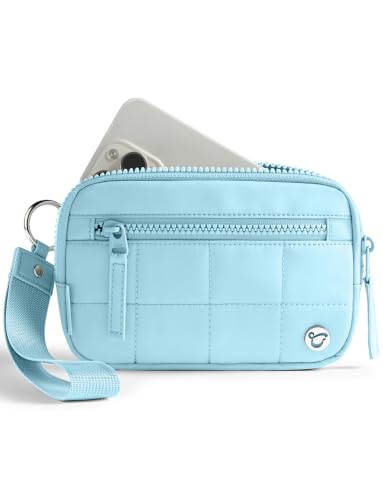 Image of Uselike Womens Wallet Card Holder Purse with Zipper Quilted Phone Wallet RFID Blocking Small Wristlet Wallets for Everyday, Travel (Ice Blue, Small)