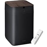 QUADS(クワッズ) 全自動スマートゴミ箱 ELBIN エルビン 木目 15L ゴミ自動梱包 UV機能付き 充電式 USB 音声ガイダンス ごみ箱 (ブラック)