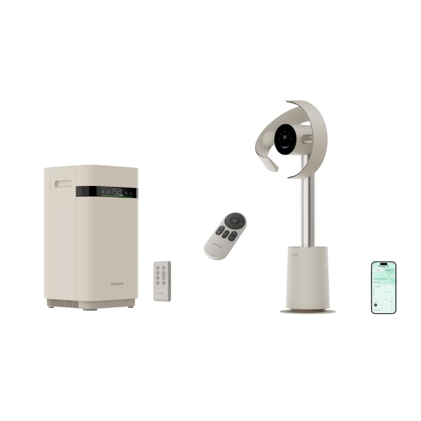 dreame Bladeless Tower Fan MF10-Beige Bundle with Mist-Free Humidifier H40