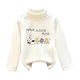 BOTCAM Filles Hiver Chat Imprimé Chat Rembourré Épais De Velours Demi-Haut Col Bas Chemise Chemise Manches, WH1, 18-24 mois
