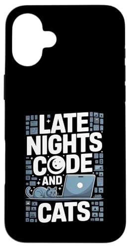 Late Nights Code And Cats �v���O���}�[ �L�D�� �X�}�z�P�[�X iPhone 16 Plus �p