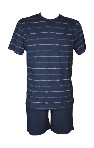 Pyjama homme Ragno U888ND en jersey de coton avec col Henley