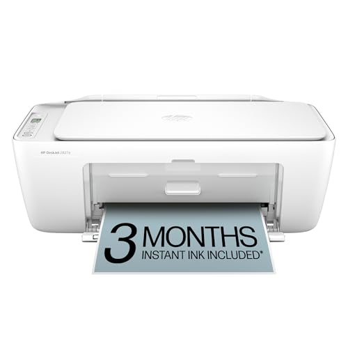 HP DeskJet 2827e Wireless All-in-One Color Inkjet Printer, Scanner, Copier, Best-for-Home, 3 Month