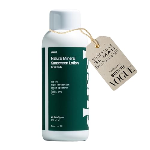 Natural Mineral Sunscreen Lotion SPF 50-150ml - Broad-Spectrum Zinc-Oxide Face & Body Lotion with Aloe Vera Cacao Butter & Panthenol - 100% Naturally-Derived