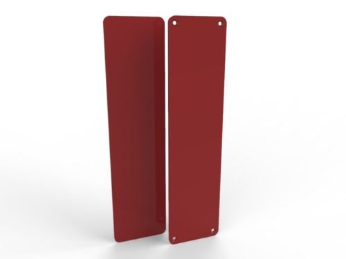 Door Push Finger Plate Protector Acrylic Panel with Screw Holes (350x75mm, Red)