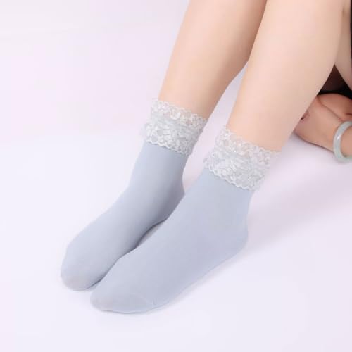 Image of Women Lace Ruffle Socks Fashion Fancy Lovely Girl Socks 3 Pairs