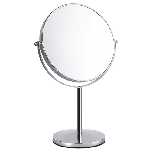 Foto von ANGNYA Kosmetikspiegel Tischspiegel mit doppelseitig 360° Schminkspiegel mit 1-/ 3 Facher Vergrößerung Schminkspiegel Rasierspiegel für Badezimmer Zuhause