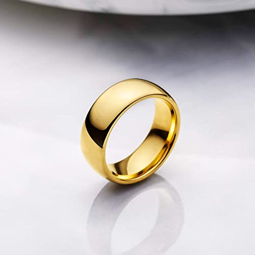 King Will 4mm 6mm 8mm Women Men Silver Gold Custom Domed Tungsten Wedding Ring Personalized Polished Tungsten Carbide Ring 24k Gold Plated Domed Polished Finish Engrave Wedding Band2